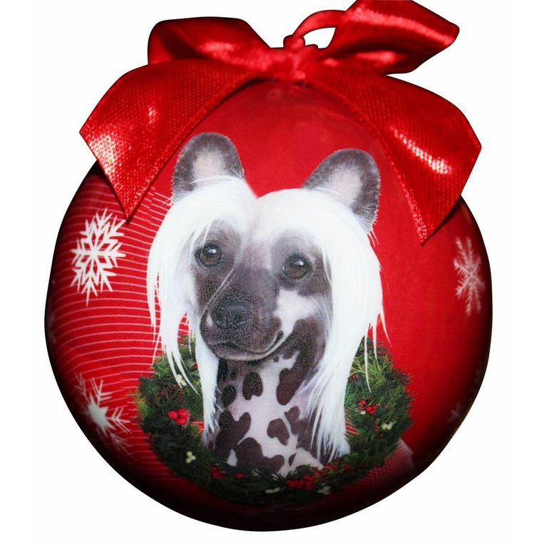 Chinese Crested Christmas Ball Ornament