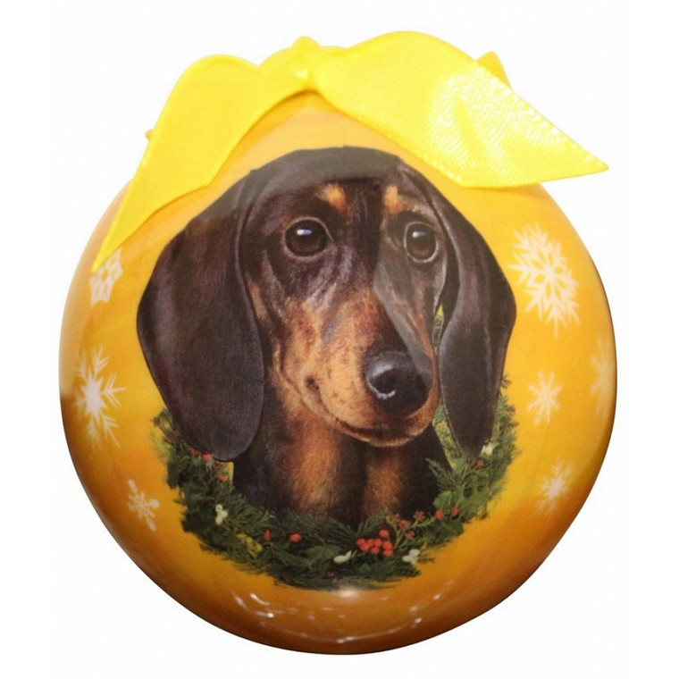 Dachshund Christmas Ball Ornament - Black/Tan