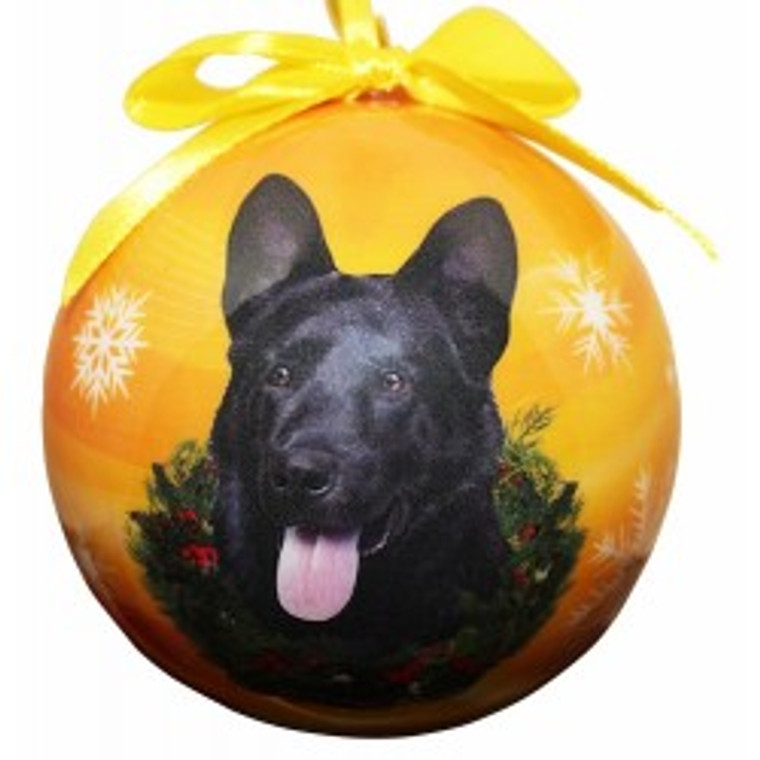 German Shepherd Christmas Ball Ornament - Black