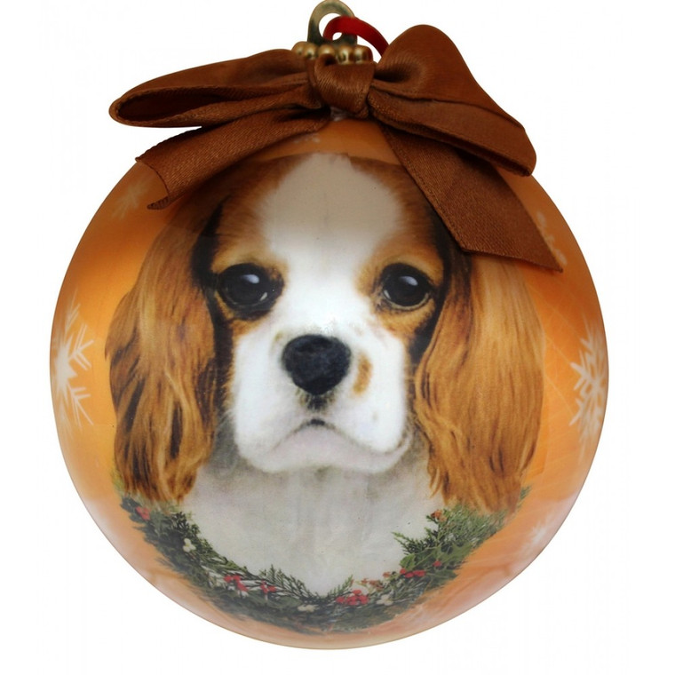 Cavalier King Charles Christmas Ball Ornament - Brown/White