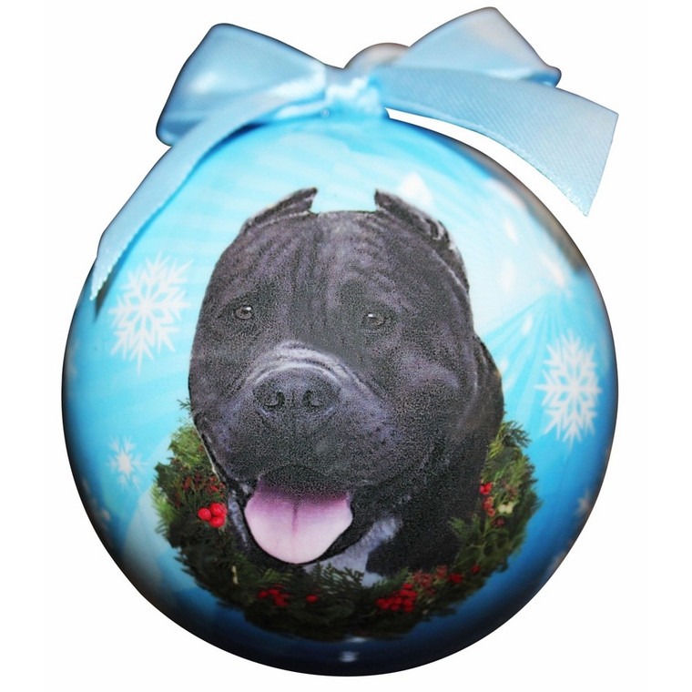 Pit Bull Christmas Ball Ornament - Black