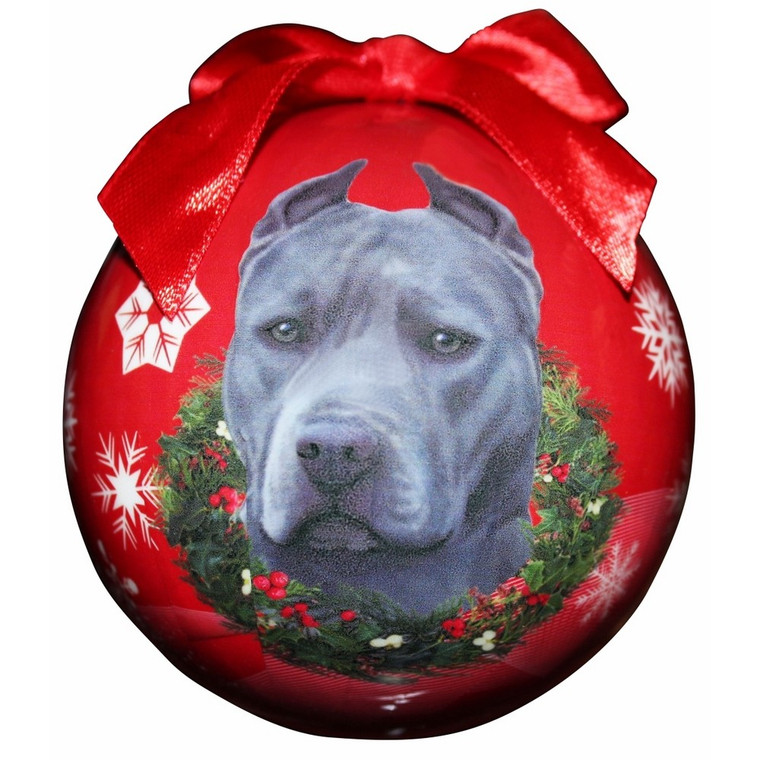 Pit Bull Christmas Ball Ornament - Blue