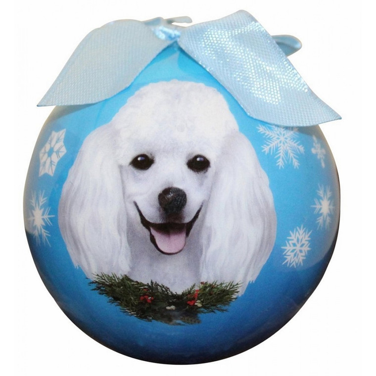 Poodle Christmas Ball Ornament - White