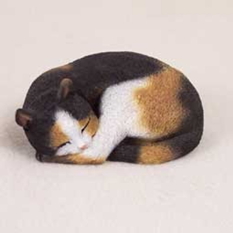Calico Cat Figurine - Sleeping