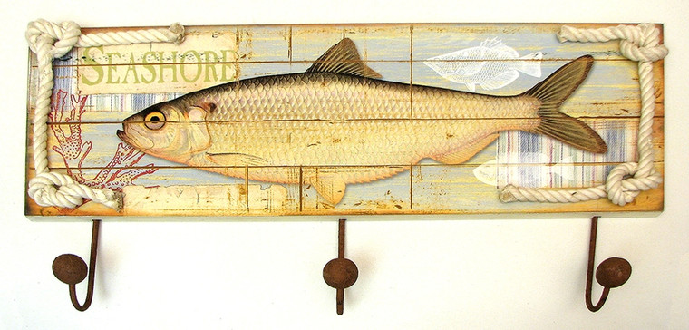 Nautical Fish Wall Plaque w/Hooks