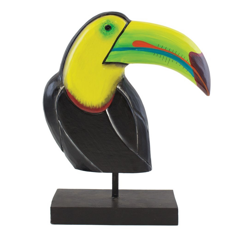 Wood Toucan Bust On Stand