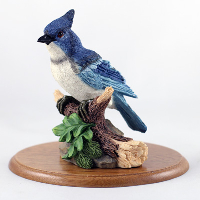 Blue Jay Figurine on Wood Base