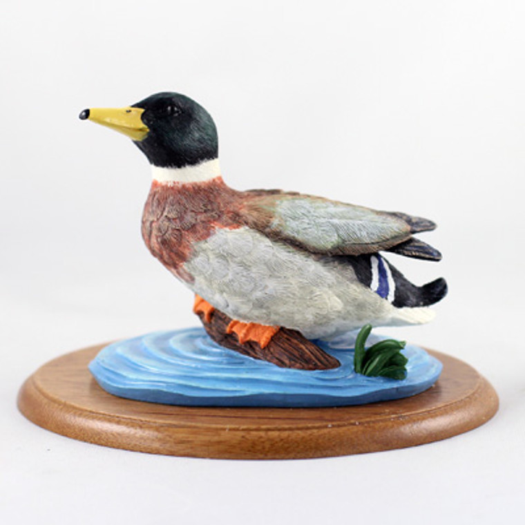 Mallard Duck Figurine on Wood Base