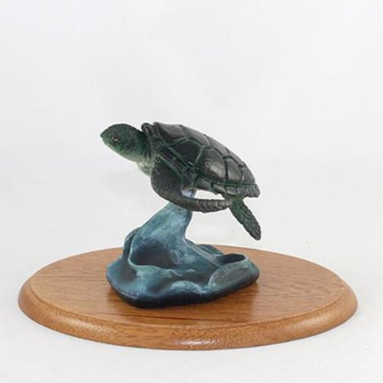 Sea Turtle Figurine on Wood Base