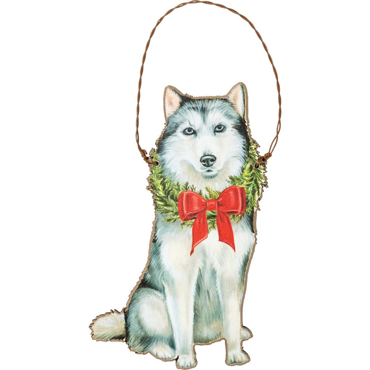 Husky Wooden Christmas Ornament