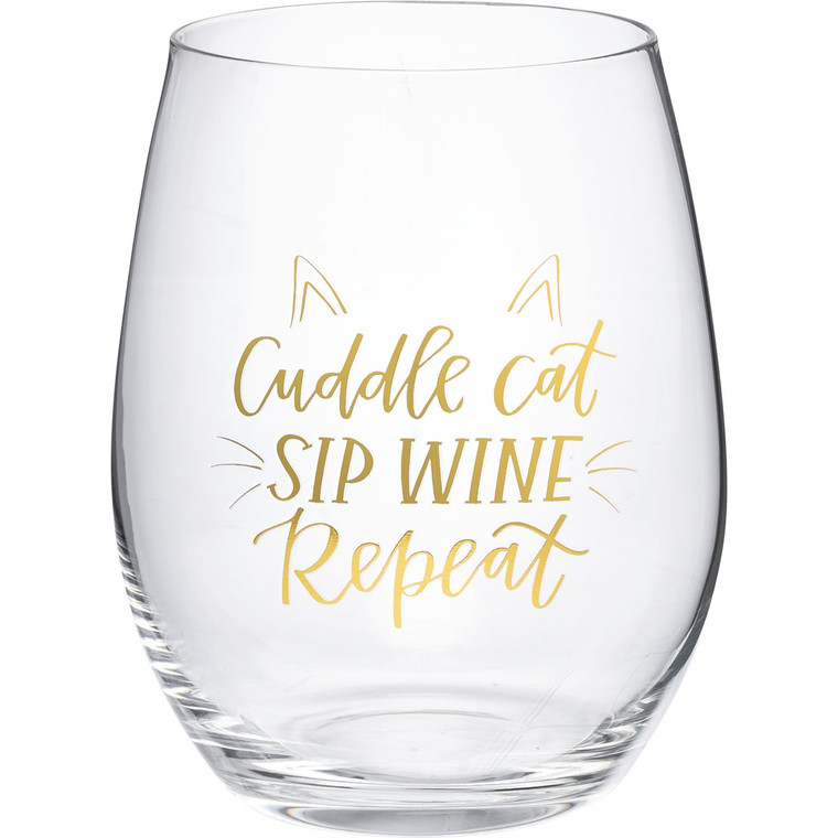 Cuddle Cat Stemless Wine Glass