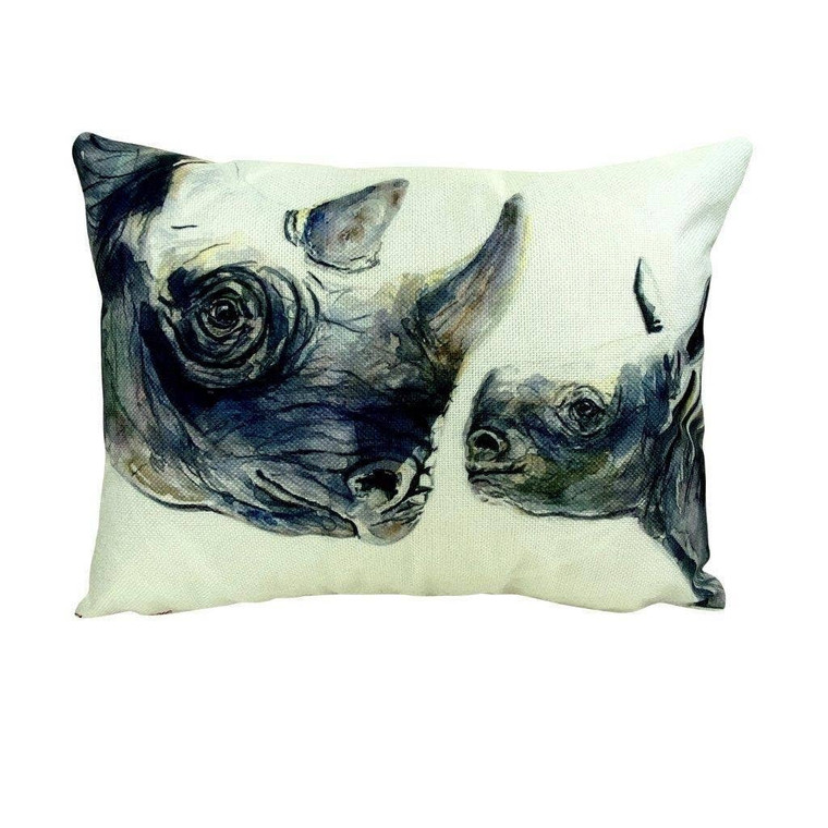 Rhinoceros & Baby Throw Pillow