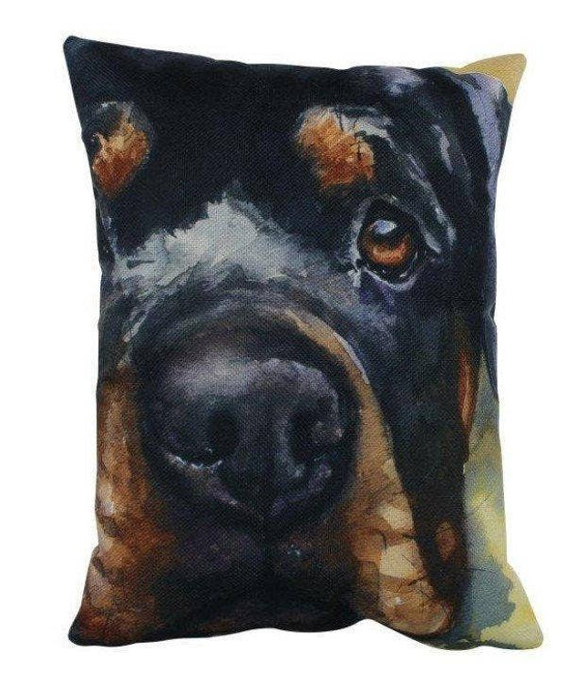 Rottweiler Watercolor Throw Pillow