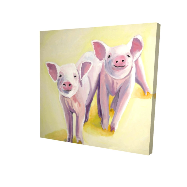 Pink Pigs on Yellow Fine Art Print