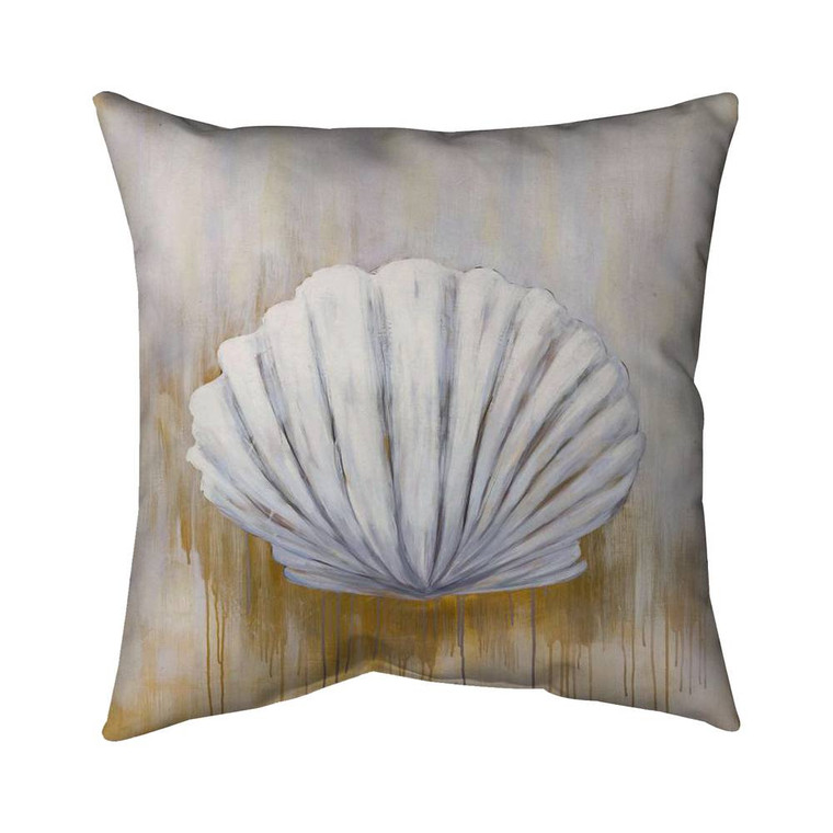 White Shell on Yellow Throw Pillow