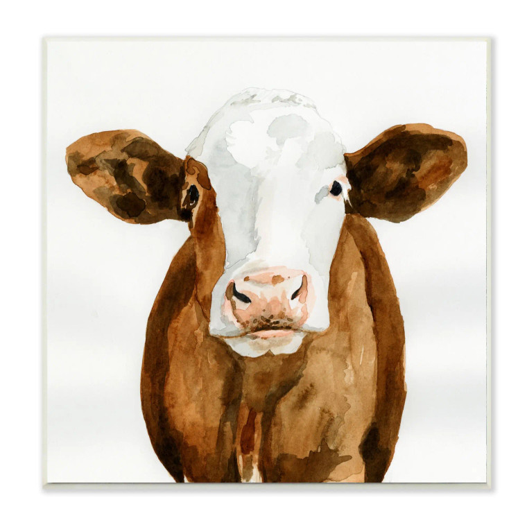 Holstein Cow Art Print Plaque - Red/White