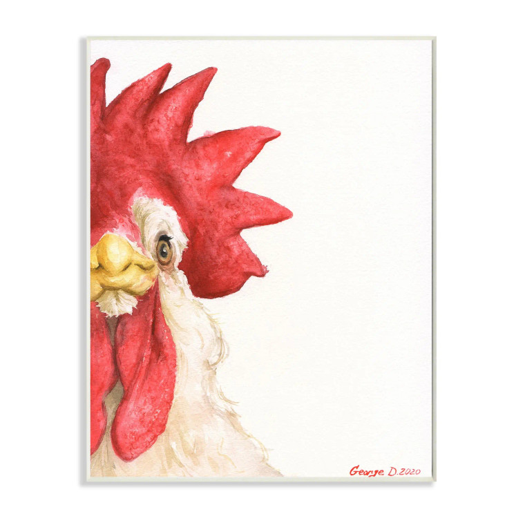 White Rooster Close-Up Art Print Plaque