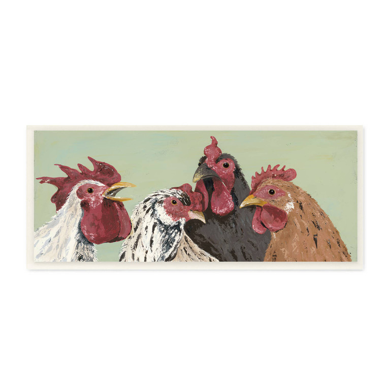 Four Roosters Art Print Plaque