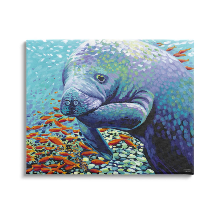 Colorful Manatee Canvas Art Print