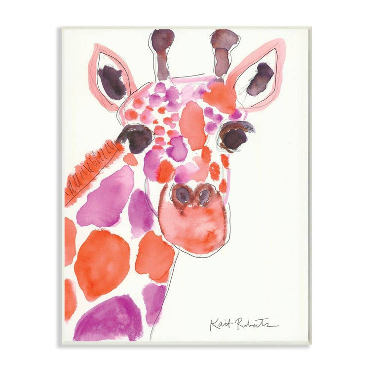 Red & Purple Giraffe Art Print Plaque