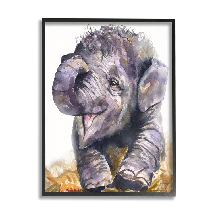 Happy Baby Elephant Framed Art Print