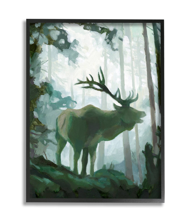 Elk in Forest Framed Wall Art