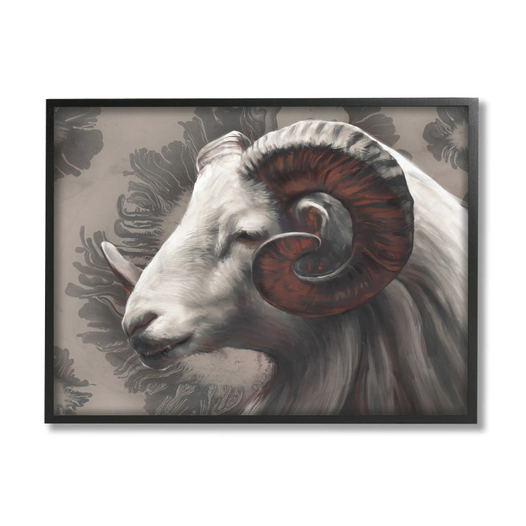 White Big Horn Ram Framed Art Print