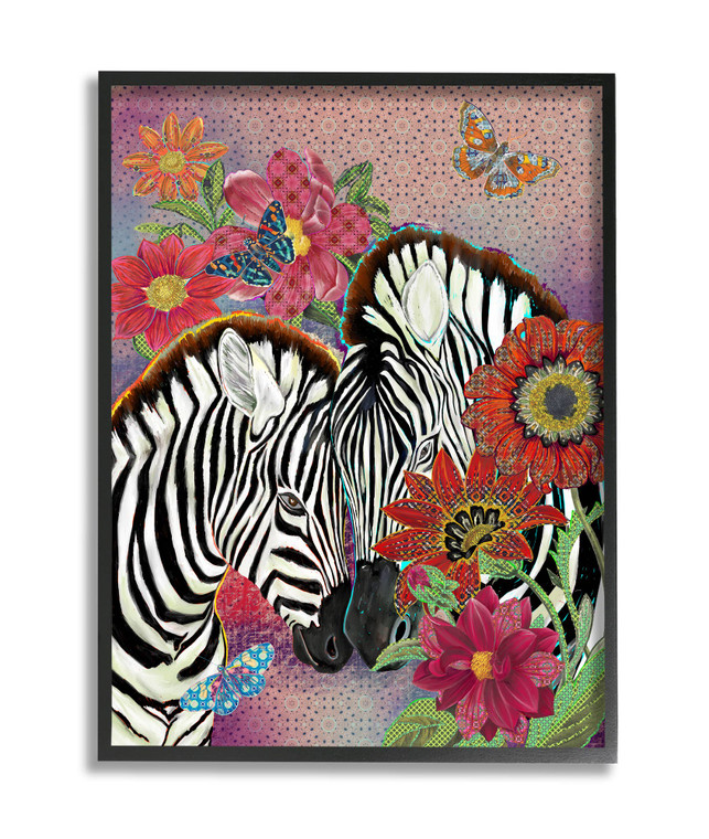 Floral Zebra Couple Framed Art Print