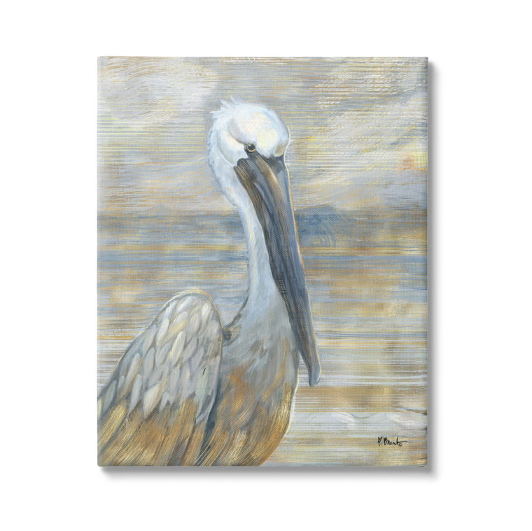 Rustic Pelican Portrait Canvas Art Print