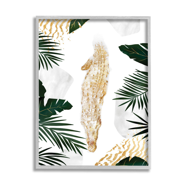Gold Alligator In Milky River Framed Art Print