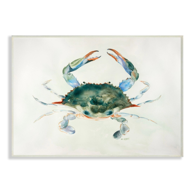 Watercolor Blue Crab Art Print Plaque