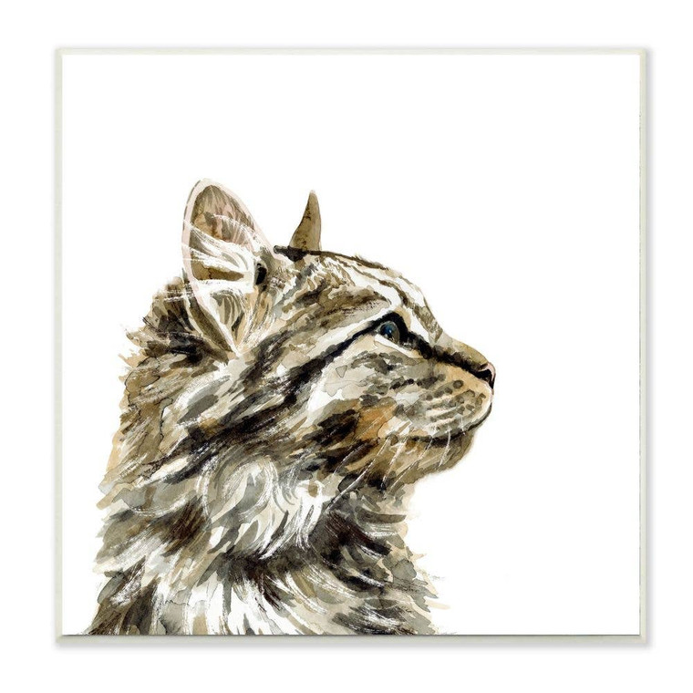 Watercolor Tabby Cat Portrait -  Art Print Plaque