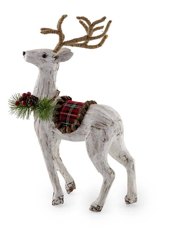 Whitewashed Deer Christmas Figurine - Standing