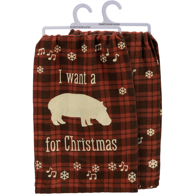 I Want A Hippo For Christmas - Kitchen Towel