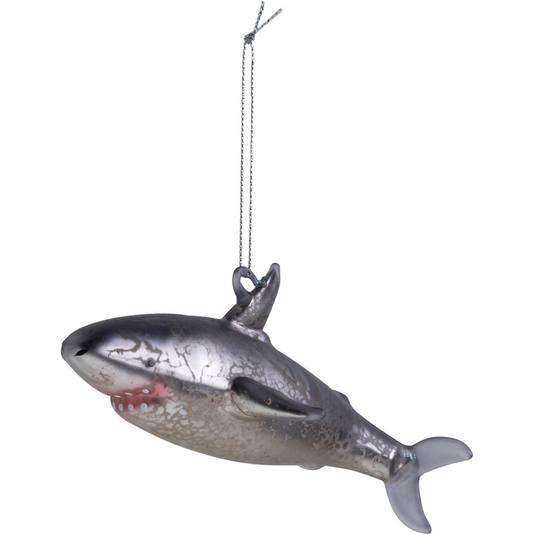 Glass Shark Christmas Ornament