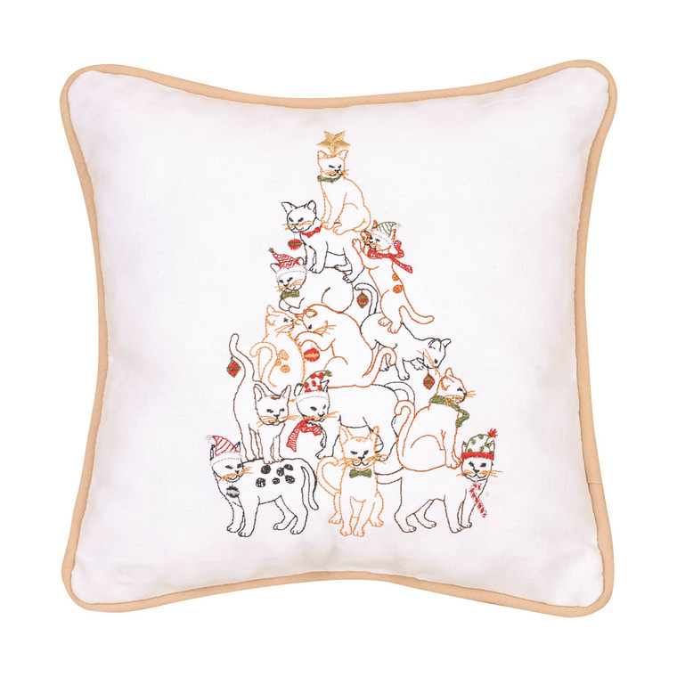 Cat Christmas Tree Throw Pillow