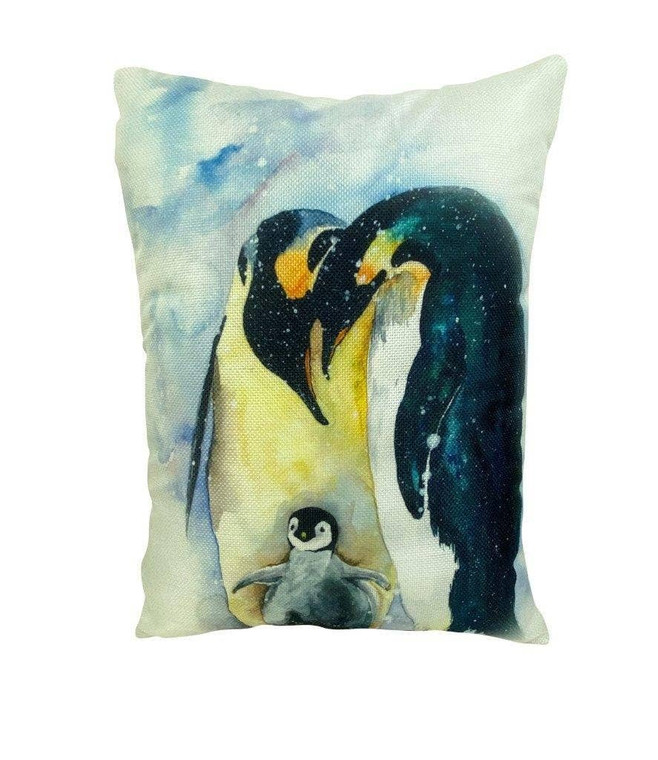 Winter Penguins Throw Pillow