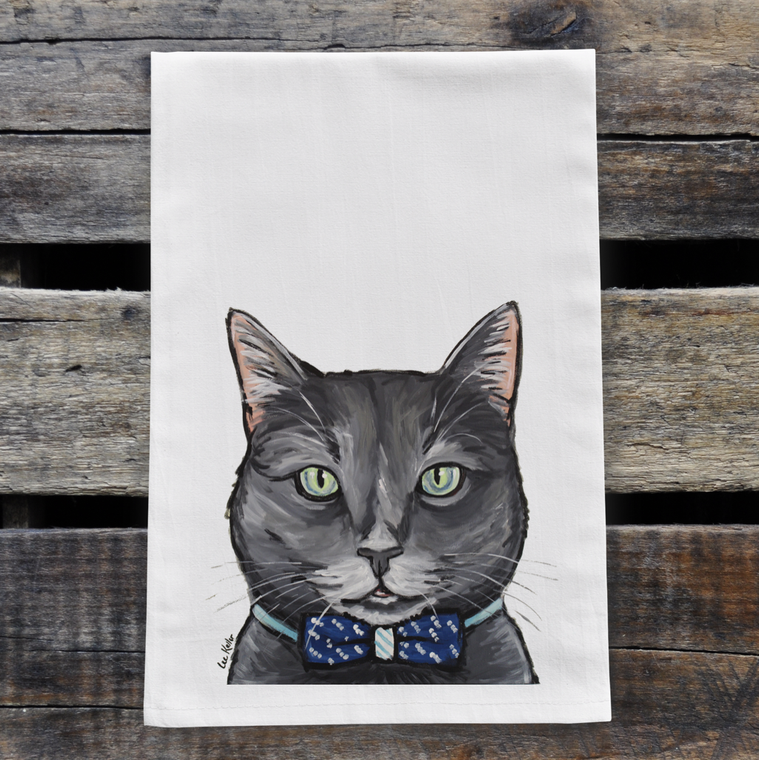 Gray Cat Kitchen Towel