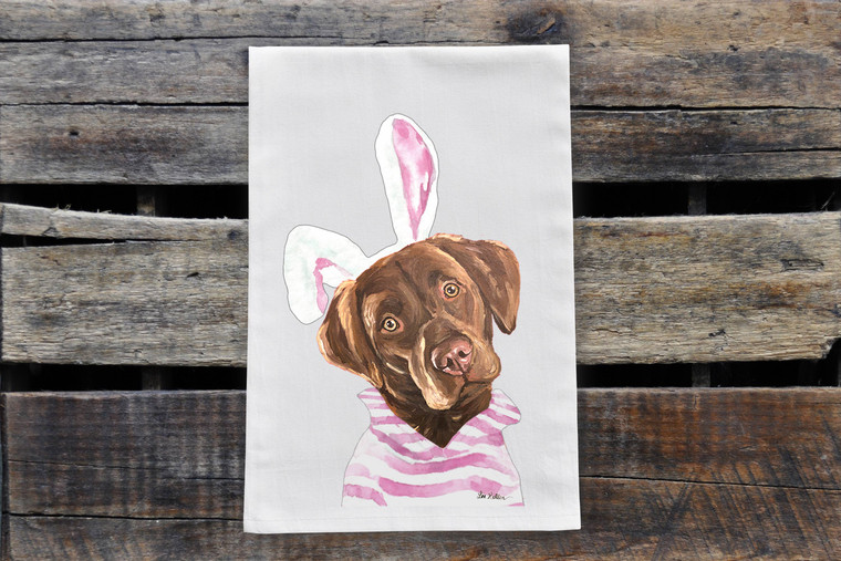 Chocolate Lab Easter Kitchen Towel