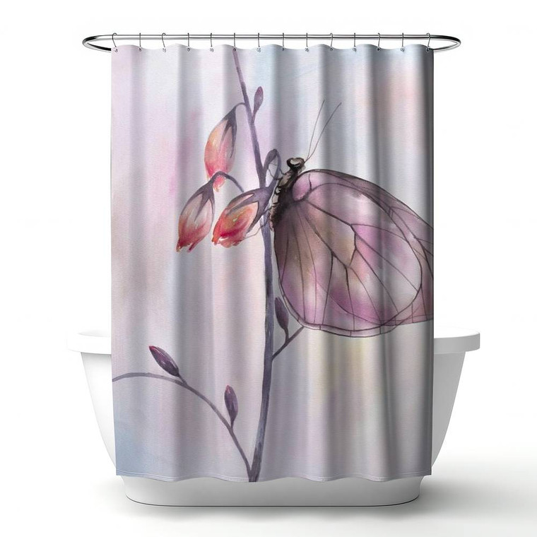 Delicate Pink Butterfly Shower Curtain