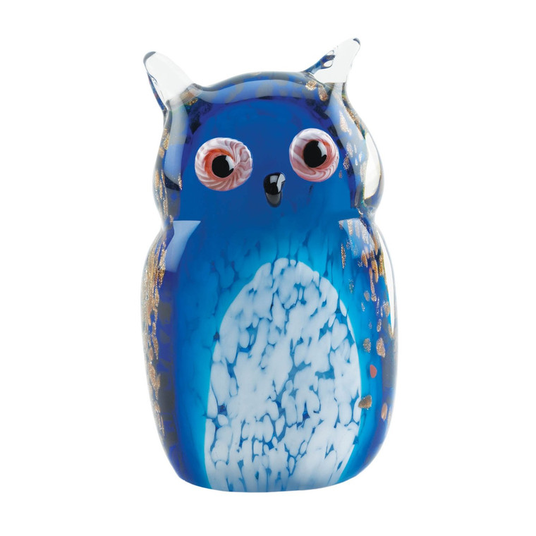 Blue Art Glass Owl Figurine