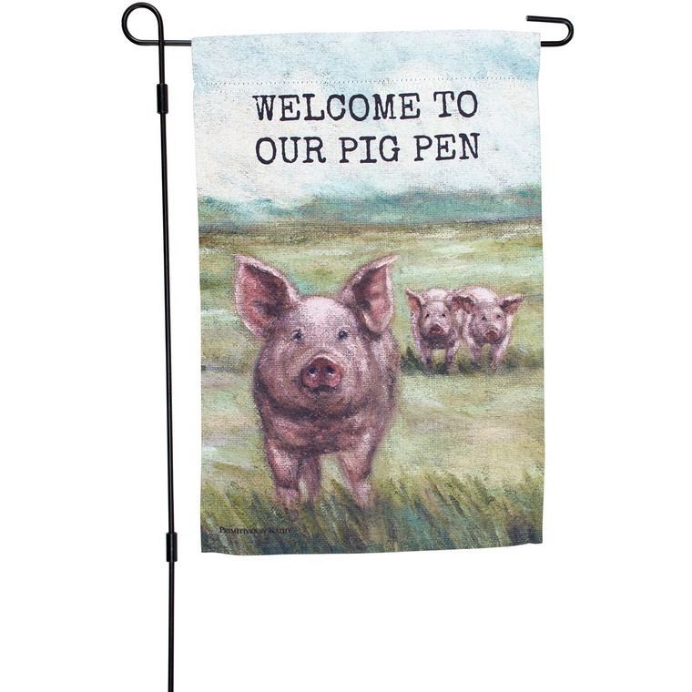 Welcome to Our Pig Pen Garden Flag