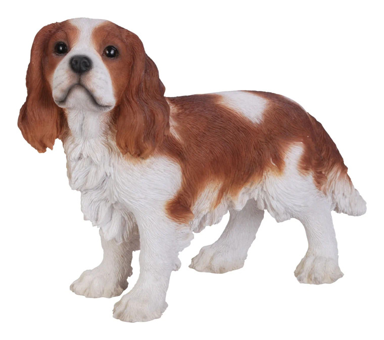 King Charles Spaniel Statue - Brown/White