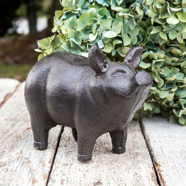 Black Cast Iron Pig Statue