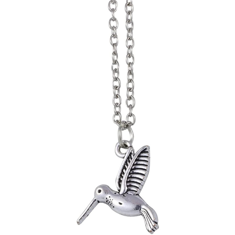 Silver Hummingbird Necklace - Large