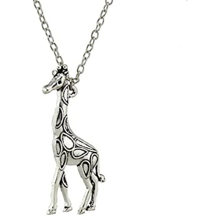 Silver Giraffe Necklace -with Large Spots 