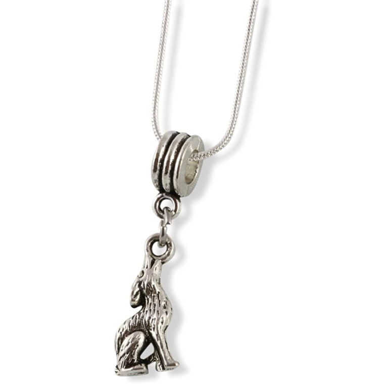 Silver Sitting Howling Wolf Necklace