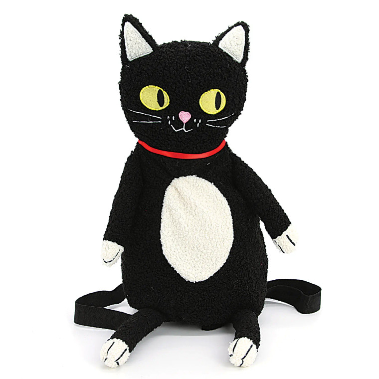 Furry Black & White Cat Backpack