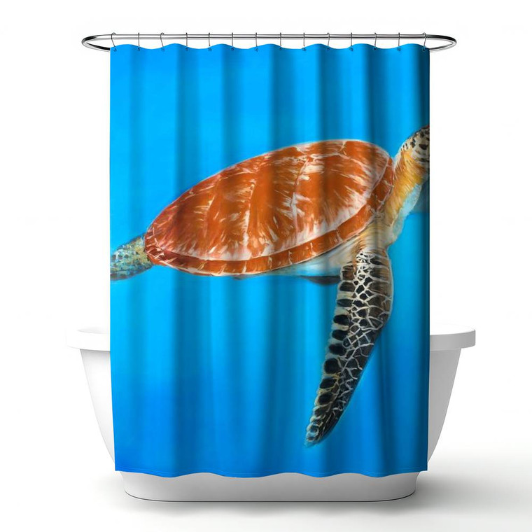 Swimming Red Sea Turtle Shower Curtain