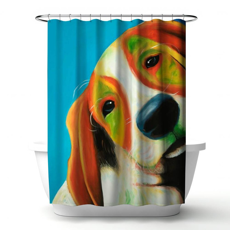 Curious Beagle Shower Curtain